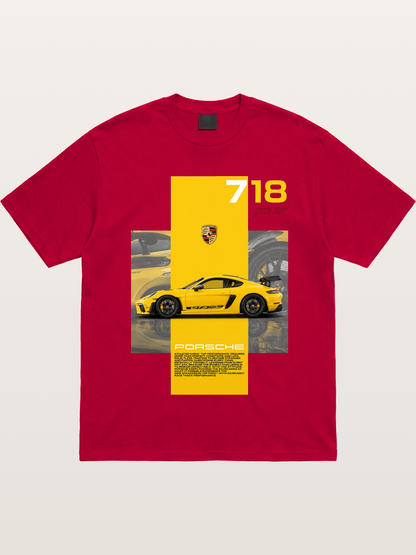 Porsche 718 GT4 RS Yellow Sports Car Gildan T-shirt