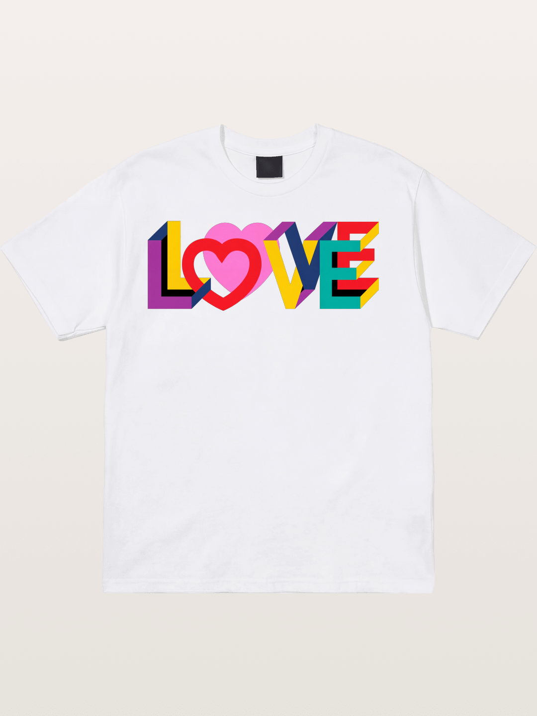 3D Love Typography With Heart Cotton T-shirt
