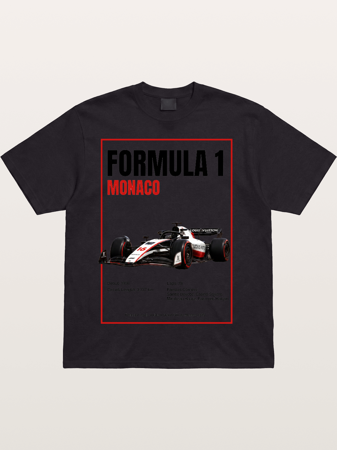 F1 Monaco LV Racing Car Poster Cotton T-shirt