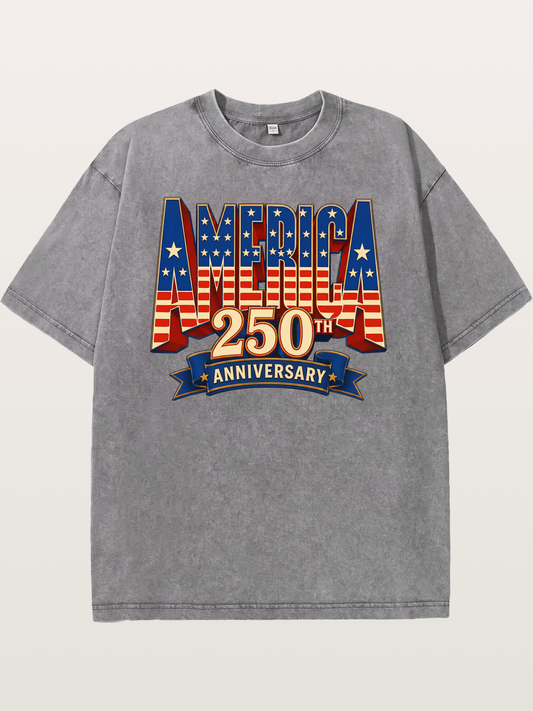 America 250th 3D Lettering Washed T-shirt