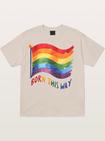 Born This Way Watercolor Rainbow Flag Cotton T-shirt