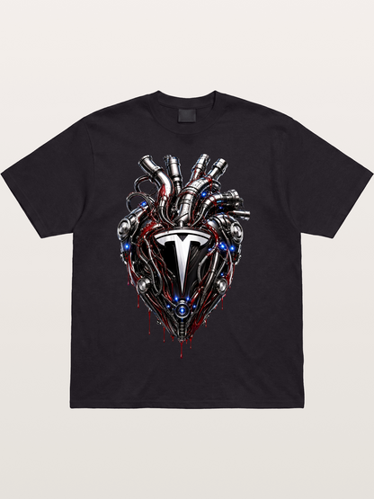 Tesla Mechanical Heart Art Cotton T-shirt