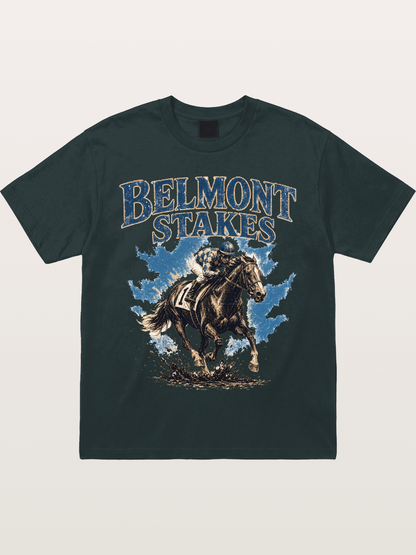 Belmont Stakes Mud Splash Poster Gildan T-shirt