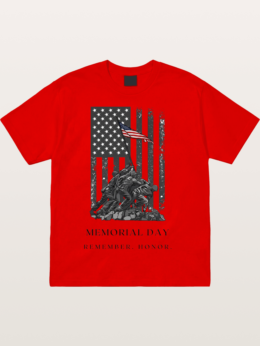Memorial Day Flag Raising Print Cotton T-shirt