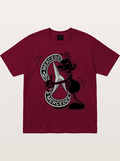 Character Holding Mercedes Emblem Gildan T-shirt