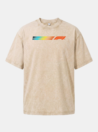 F1 Rainbow Gradient Stripe Banner Washed T-shirt