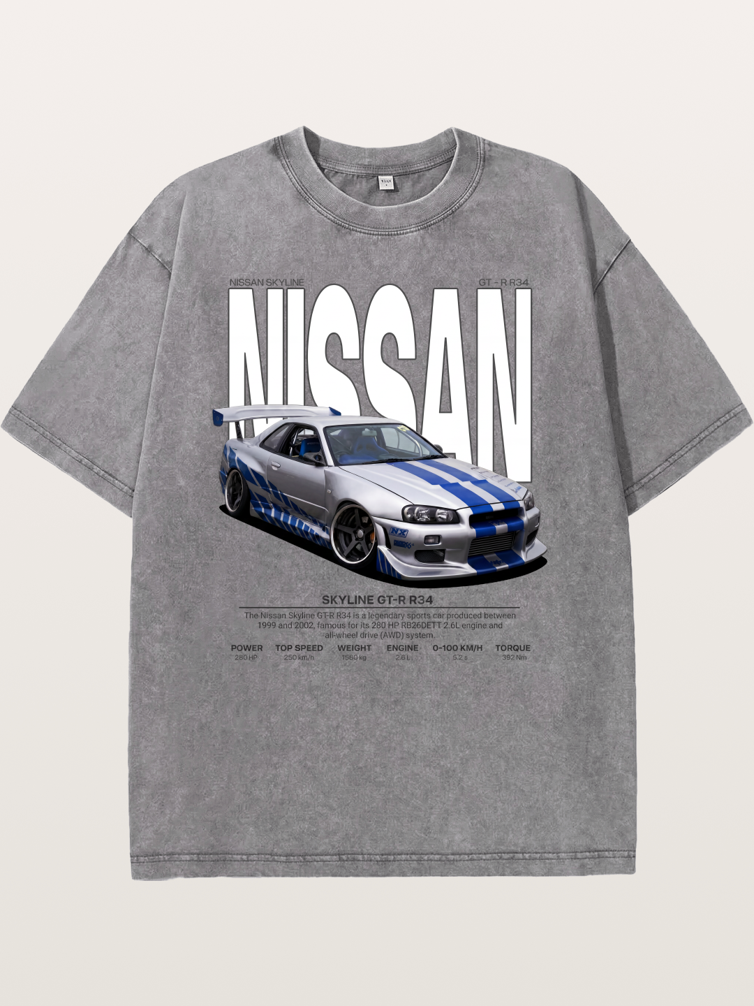 Nissan Skyline GT-R R34 Poster Washed T-shirt