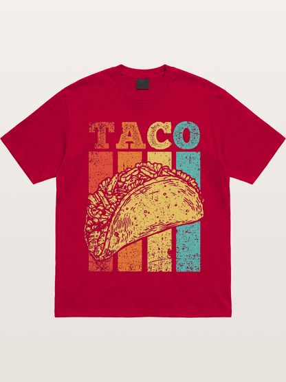 Vintage Taco Retro Stripes Food Gildan T-shirt