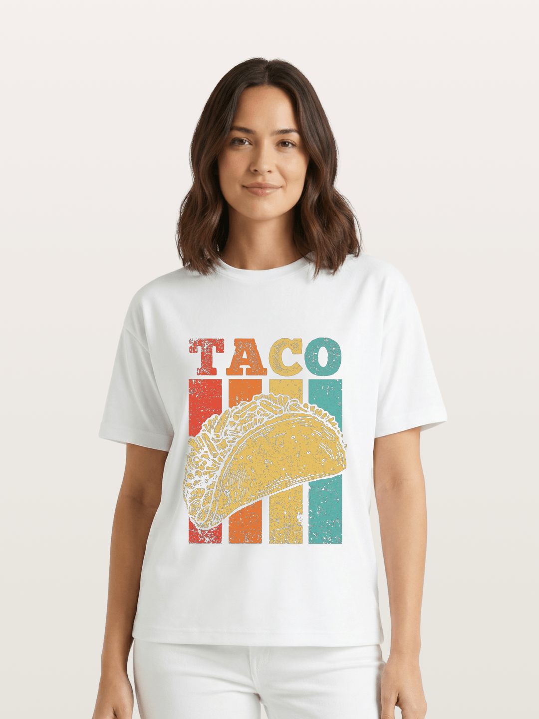 Vintage Taco Retro Stripes Food Gildan T-shirt