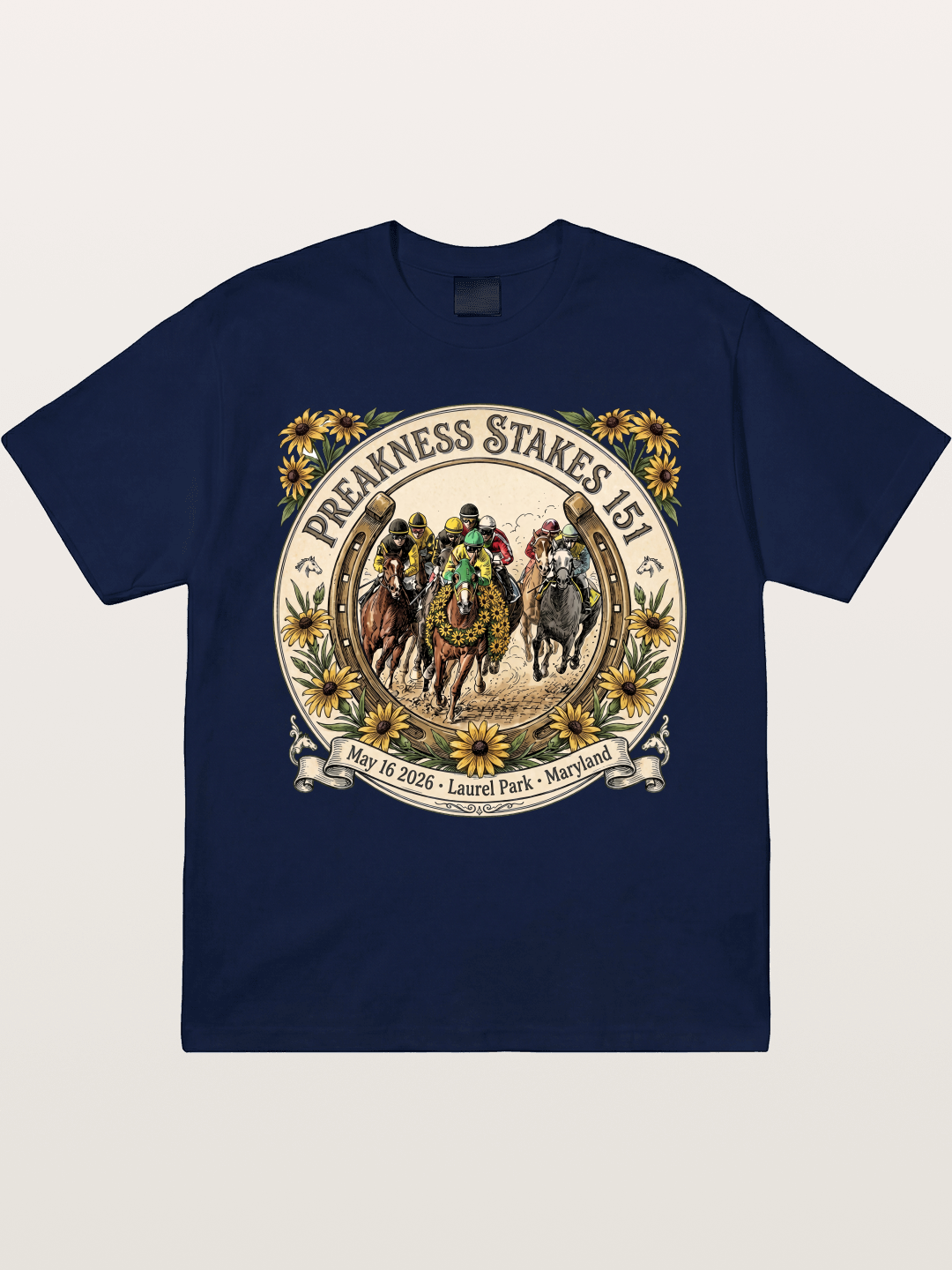 151st Preakness Stakes Horseshoe Badge Gildan T-shirt