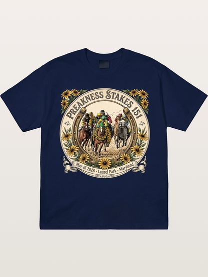 151st Preakness Stakes Horseshoe Badge Gildan T-shirt