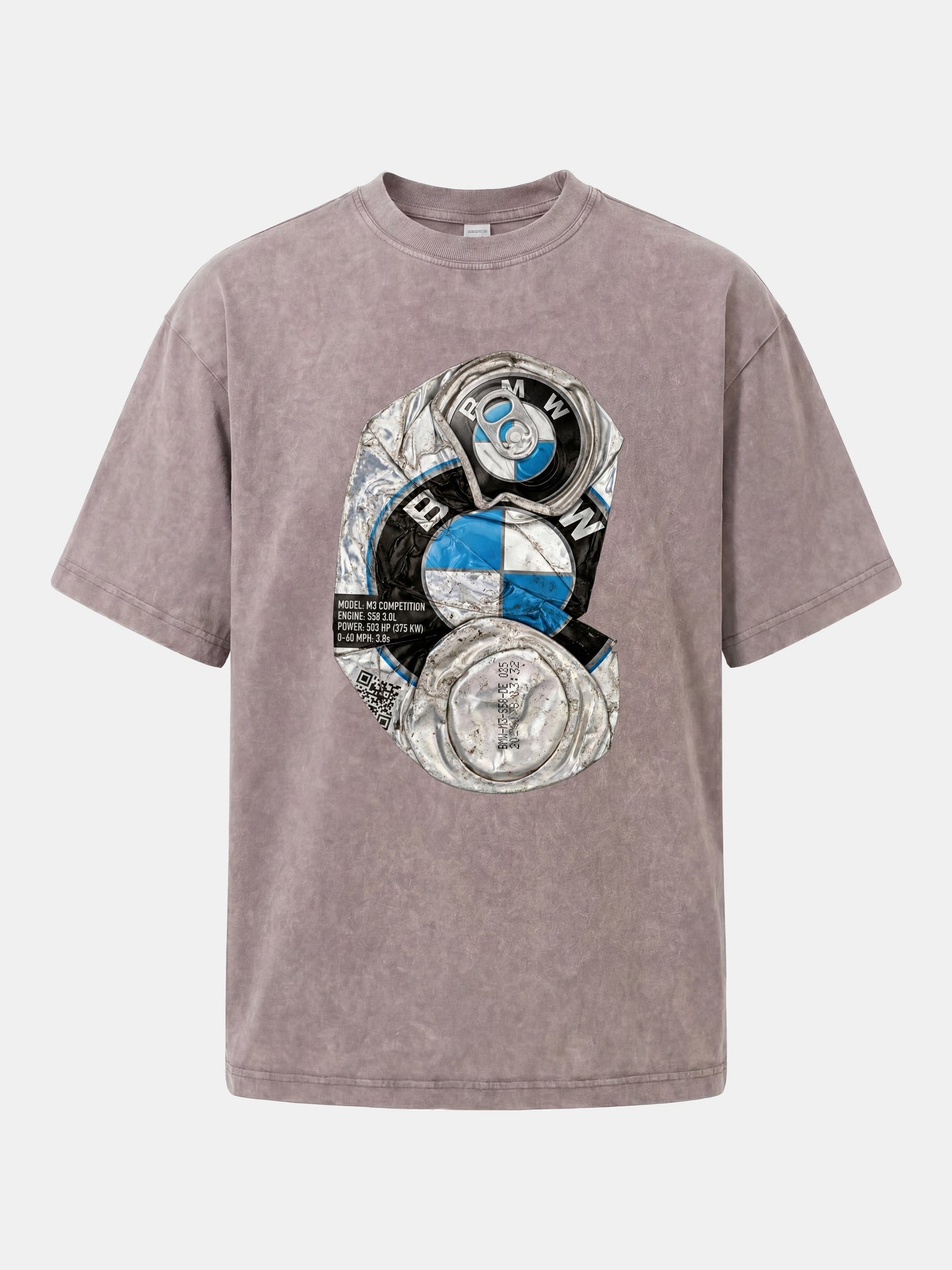 Crushed BMW Cans Collage Washed T-shirt