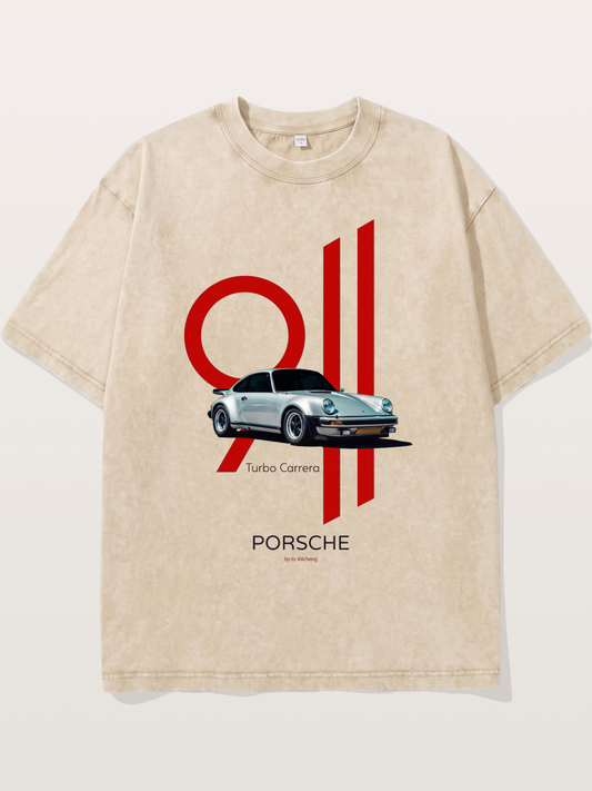 911 Turbo Carrera Minimal Art Washed T-shirt