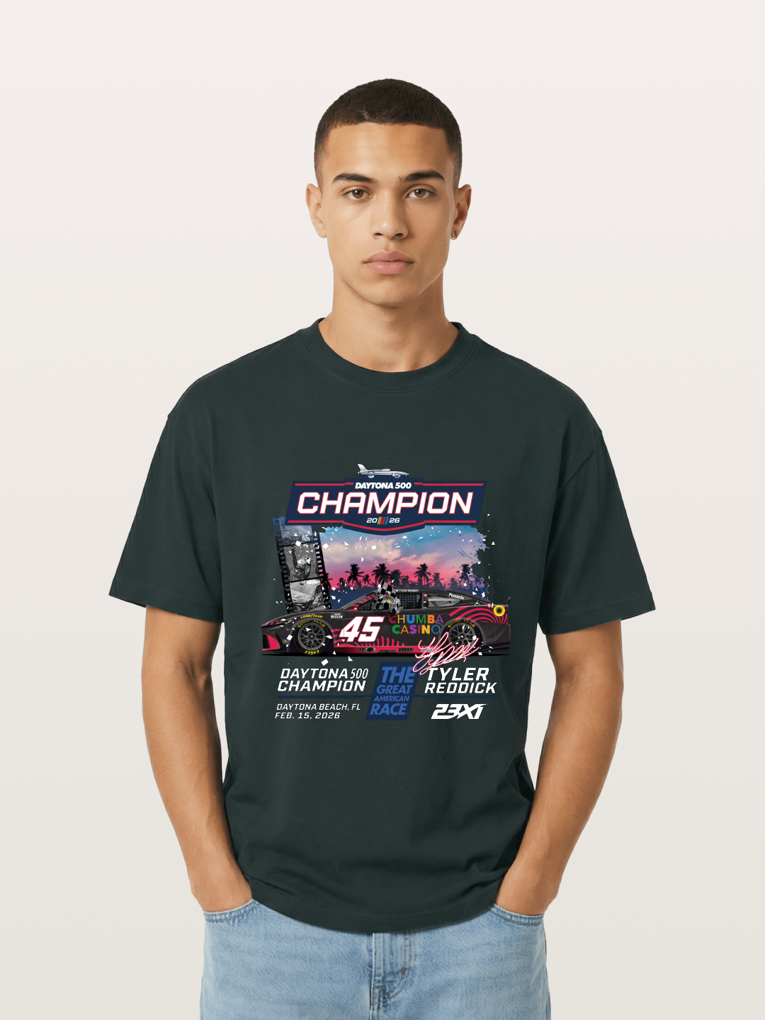 Tyler Reddick 45 Champion Car Art Gildan T-shirt