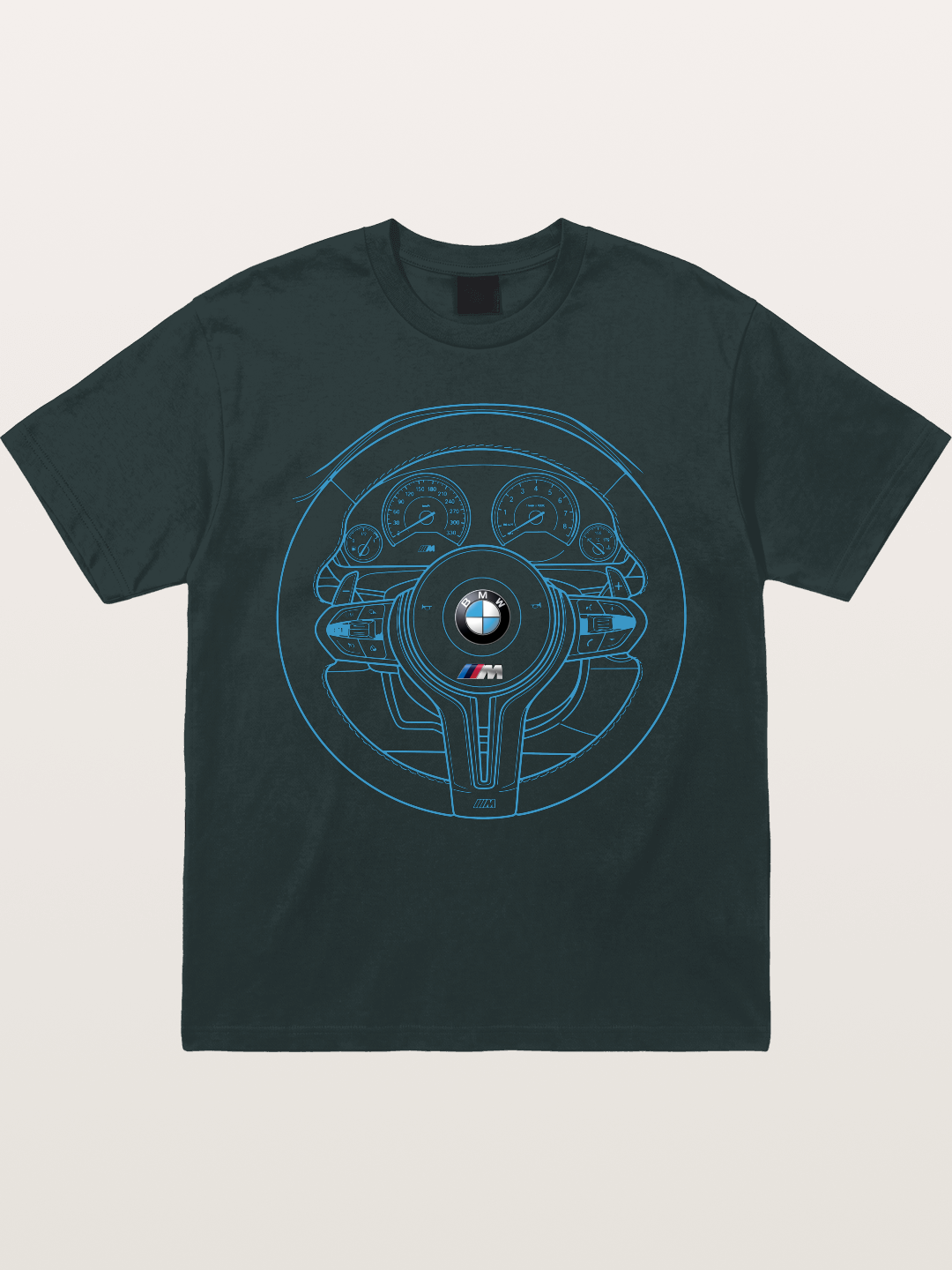 BMW M Vintage Steering Wheel Draft Gildan T-shirt