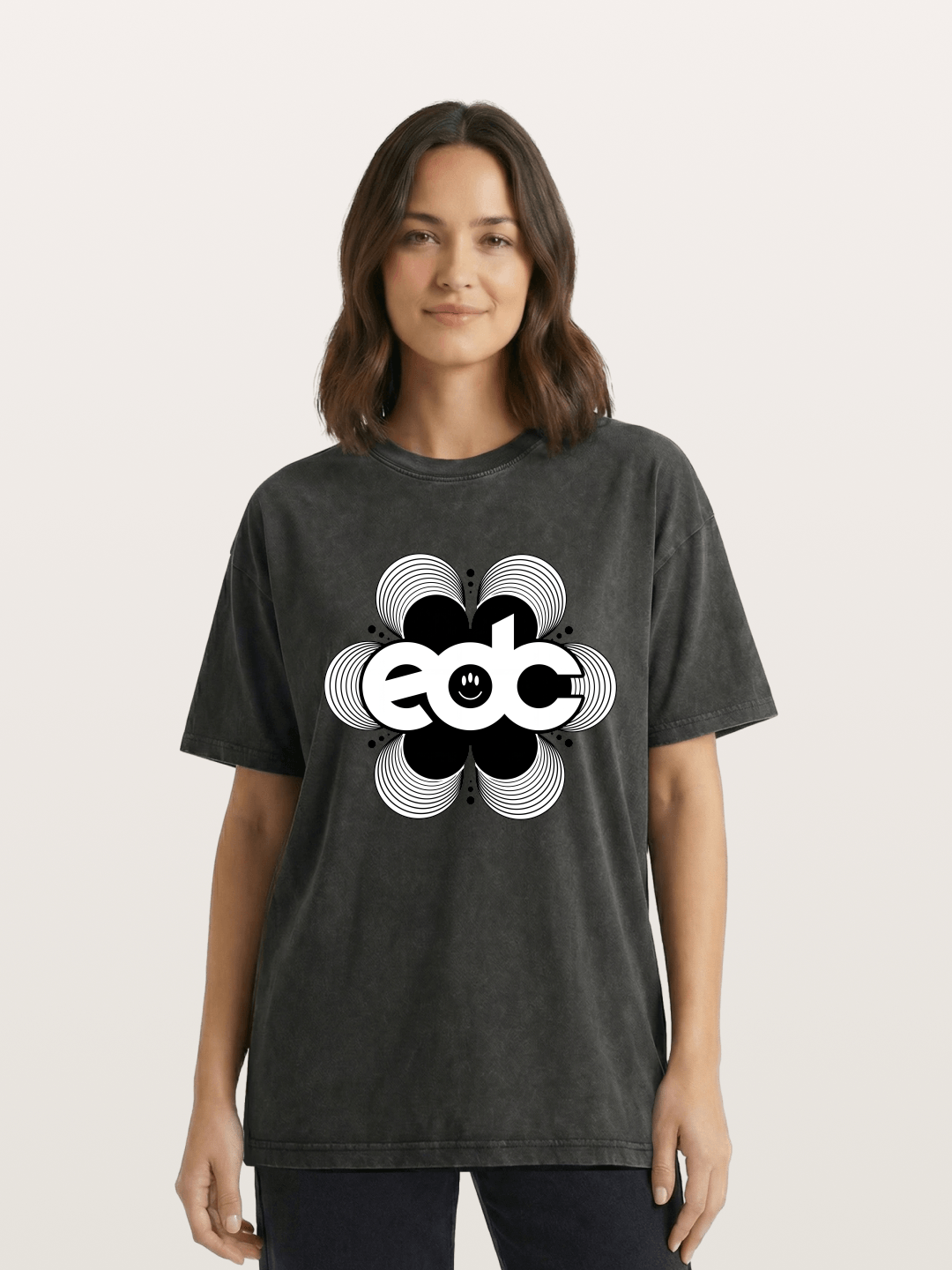 EDC Wavy Daisy Logo Design Washed T-shirt