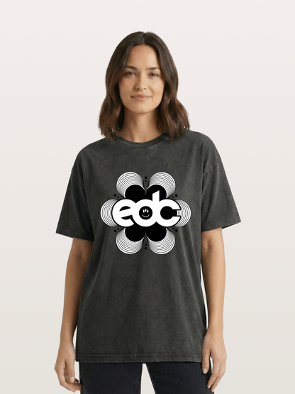 EDC Wavy Daisy Logo Design Washed T-shirt