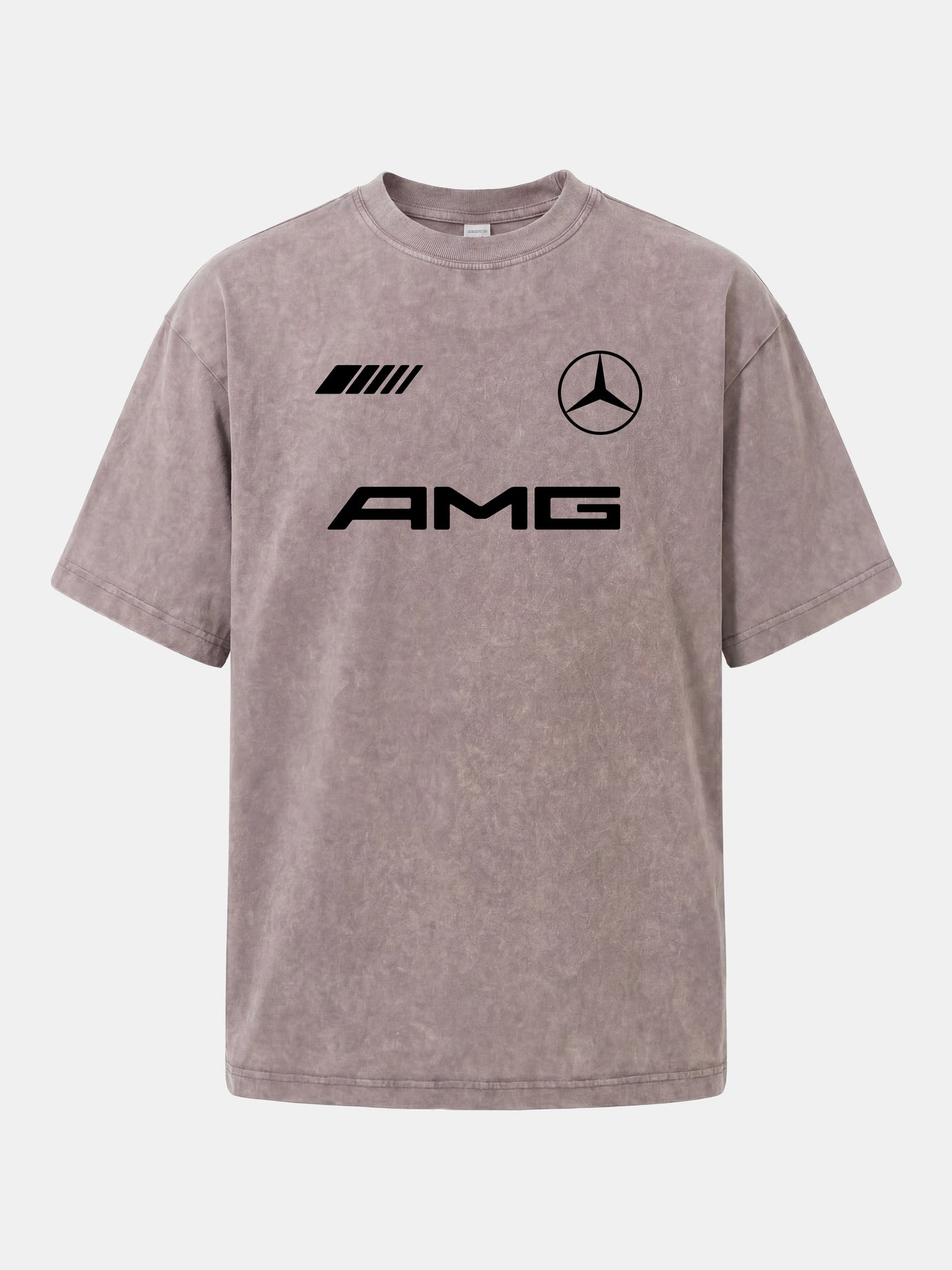 Bold Black AMG With Three Strip Mark Washed T-shirt