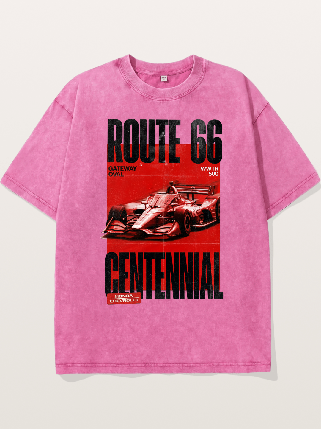 Red Tone Route66 Racing Card Washed T-shirt