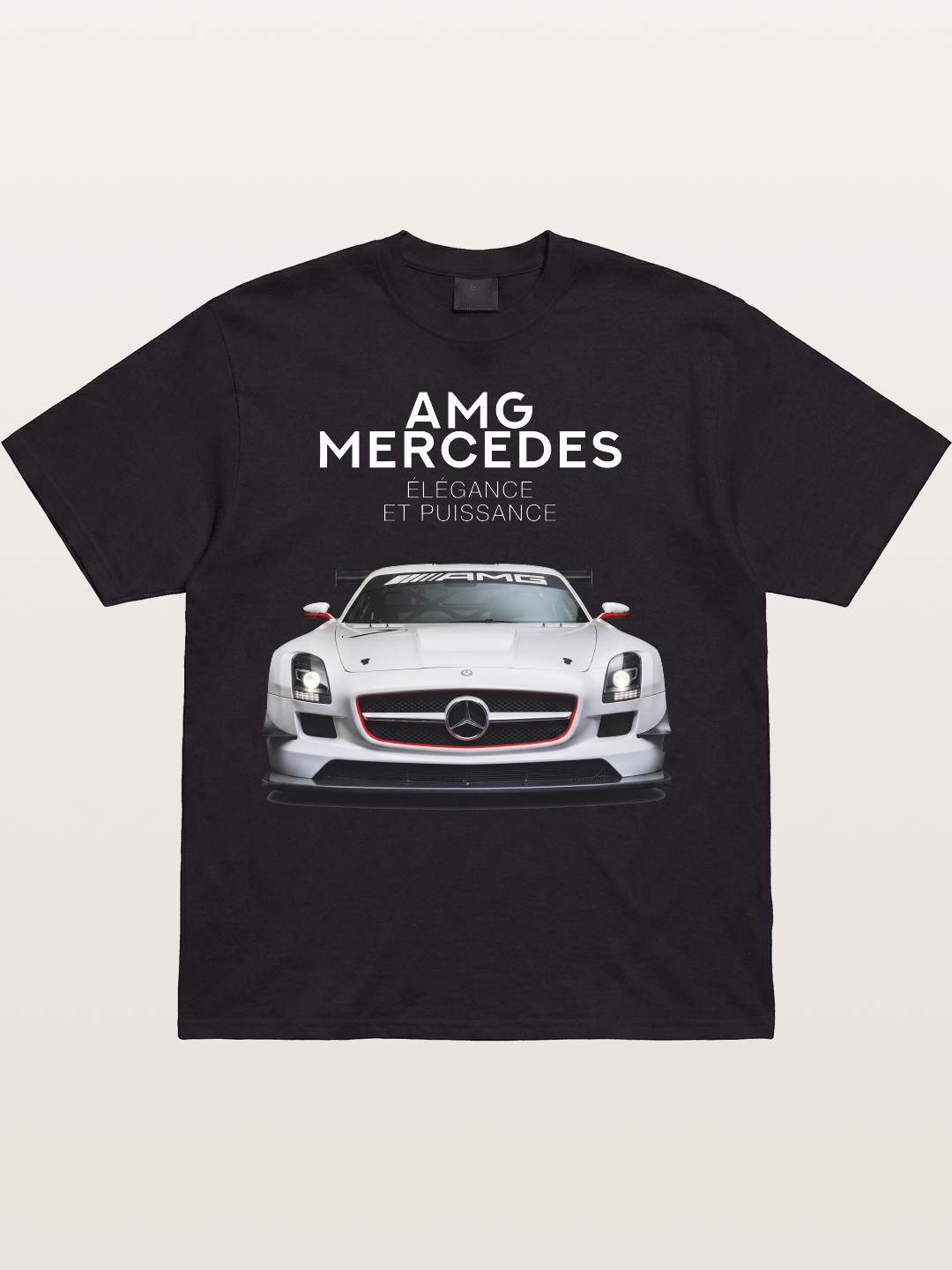 Mercedes AMG SLS White Race Car Cotton T-shirt