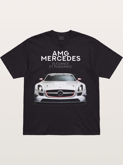 Mercedes AMG SLS White Race Car Cotton T-shirt