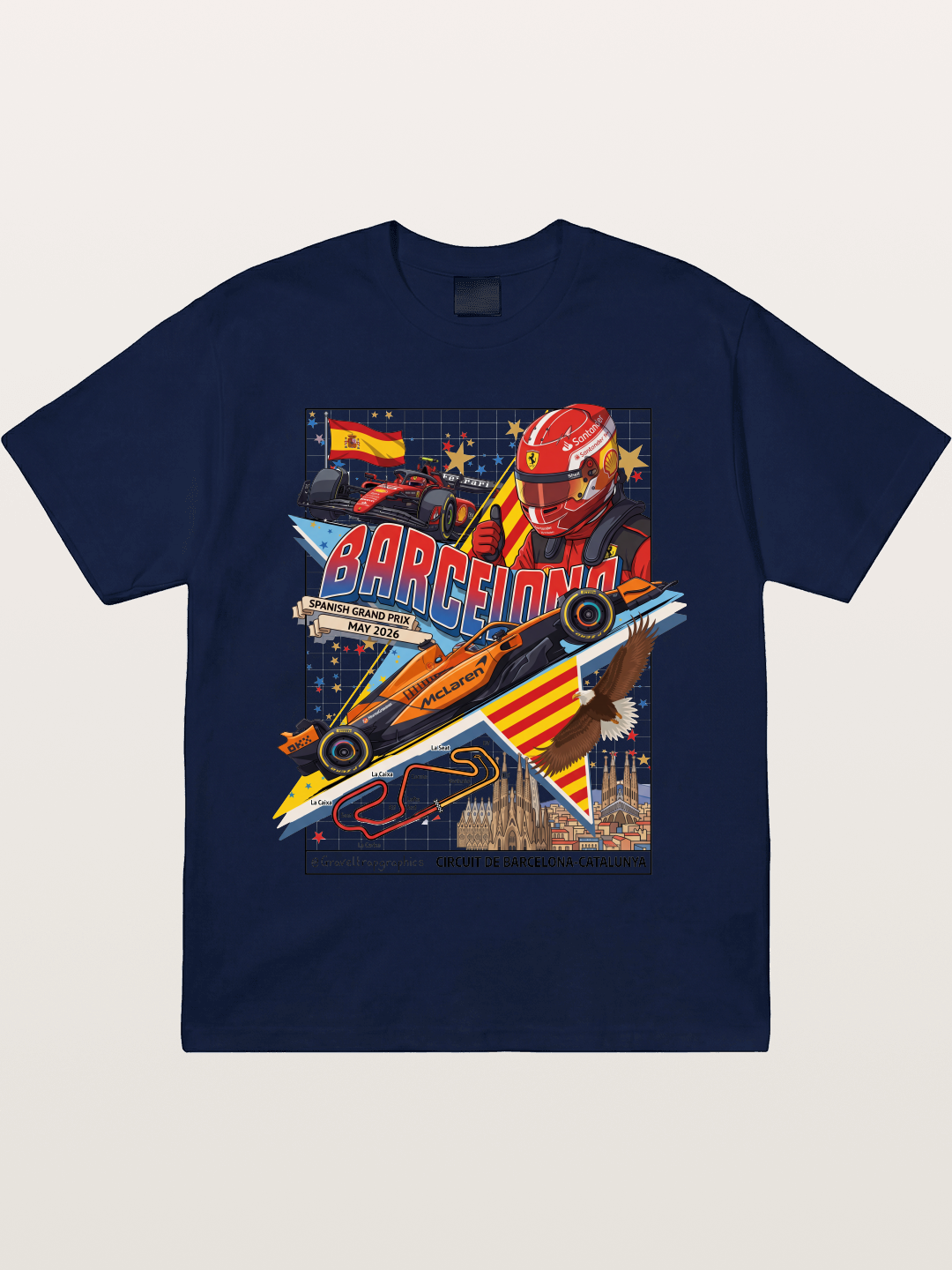 Barcelona GP Spanish Landmark Collage Gildan T-shirt