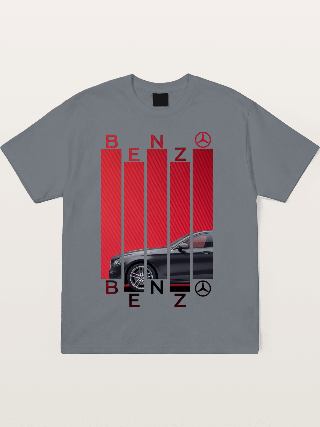 Benz Barcode Style Print Cotton T-shirt
