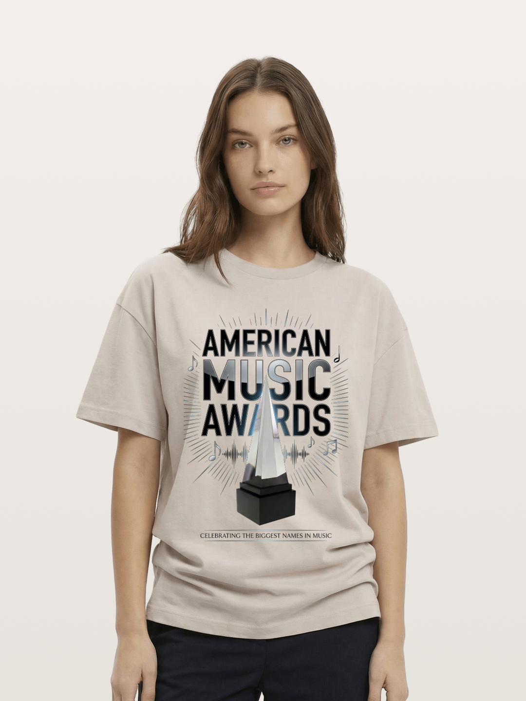 AMA Trophy Music Note Graphic Cotton T-shirt