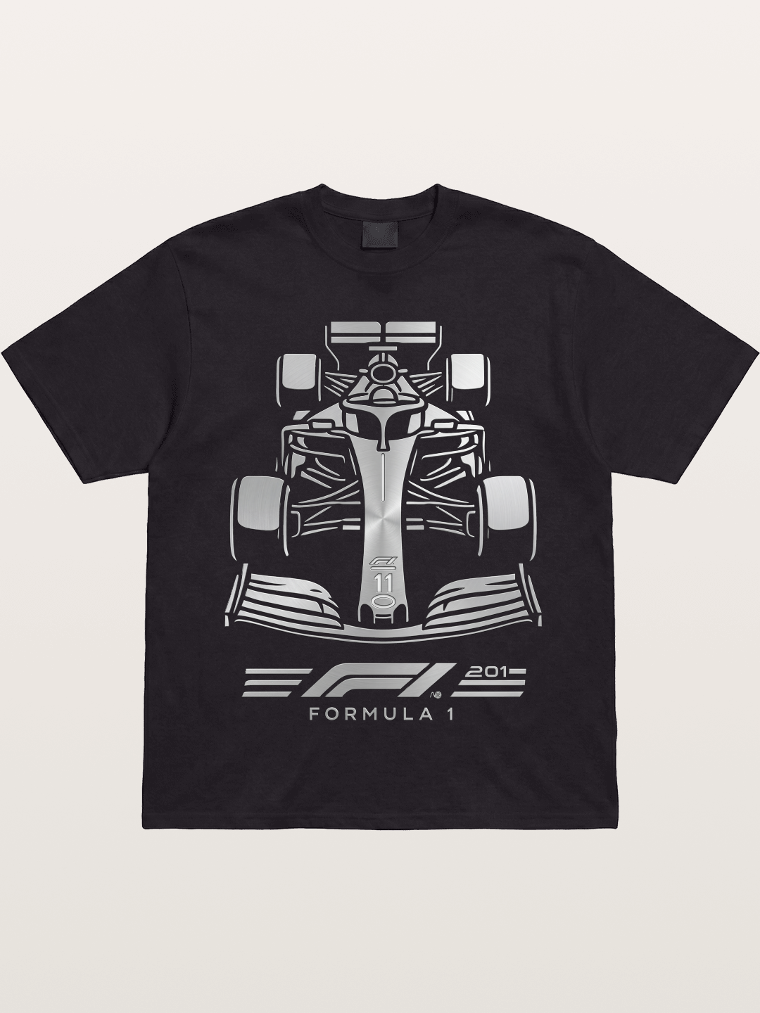 Silver F1 Car Line Art Print Gildan T-shirt
