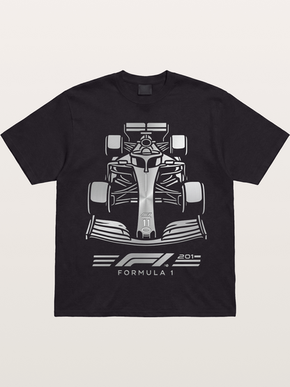Silver F1 Car Line Art Print Gildan T-shirt