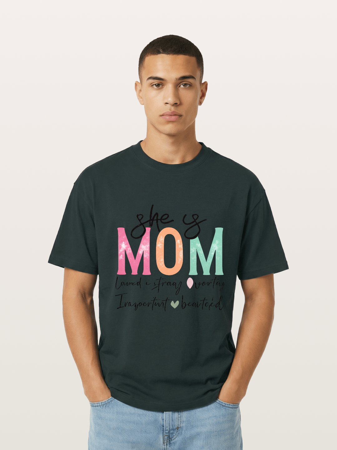 She is Mom Boho Pastel Print Gildan T-shirt