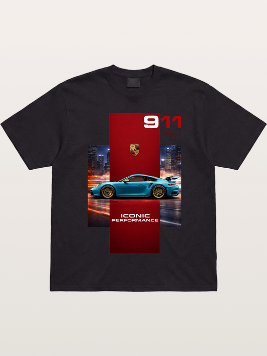 Porsche 911 Turbo S Blue Iconic Gildan T-shirt