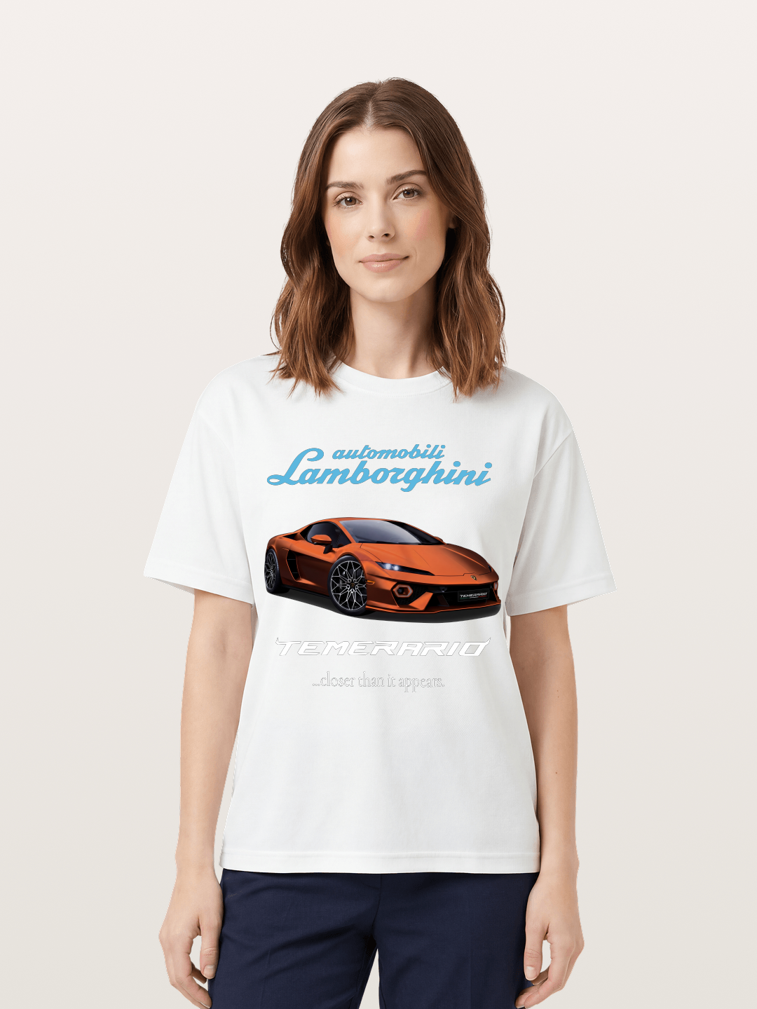 Lamborghini Temerario Orange Sports Car Cotton T-shirt
