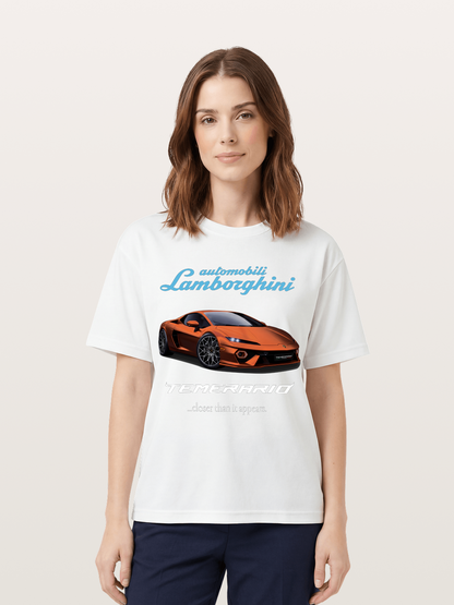 Lamborghini Temerario Orange Sports Car Cotton T-shirt
