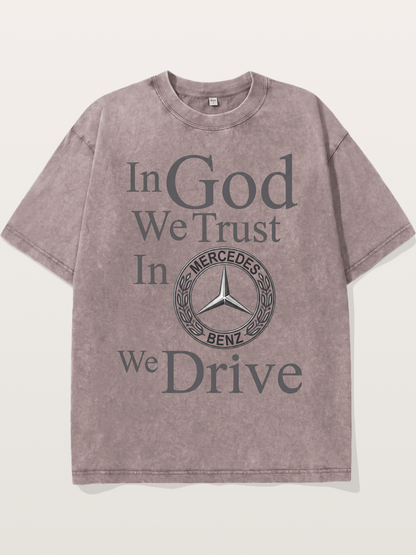 Mercedes Faith Text Art Washed T-shirt