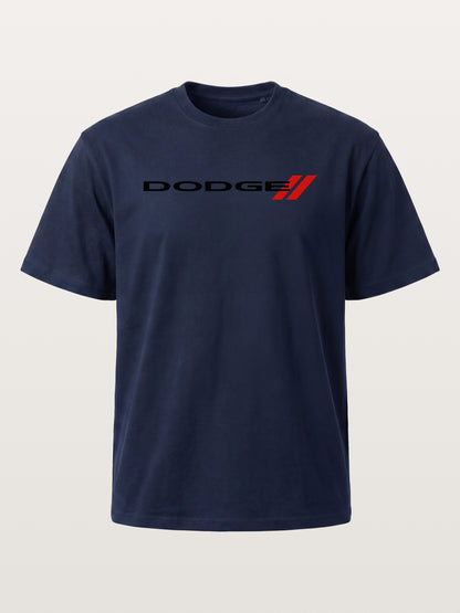 Dodge Red Strip Badge Print Cotton T-shirt