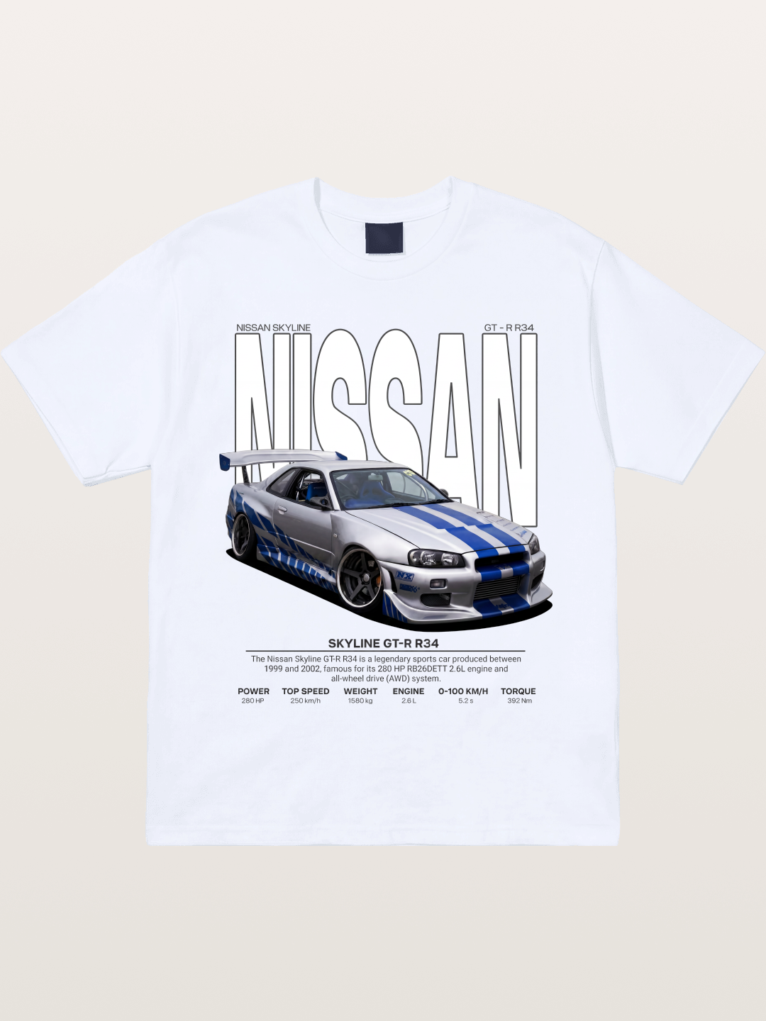 Nissan Skyline GT-R R34 Poster Gildan T-shirt