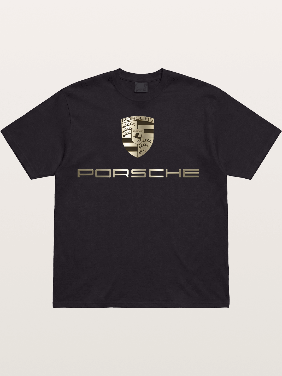 Metallic Porsche Shield Logo Cotton T-shirt