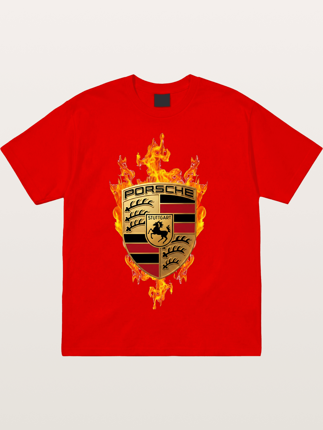 Porsche Flaming Logo Print Cotton T-shirt