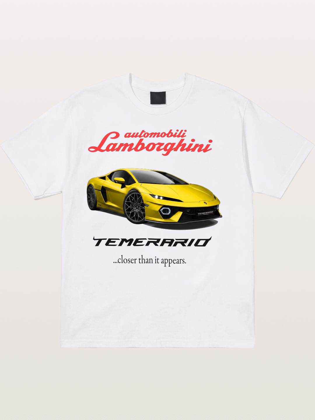 Lamborghini Temerario Yellow Sports Car Cotton T-shirt