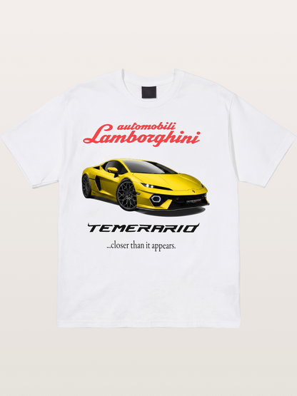 Lamborghini Temerario Yellow Sports Car Cotton T-shirt