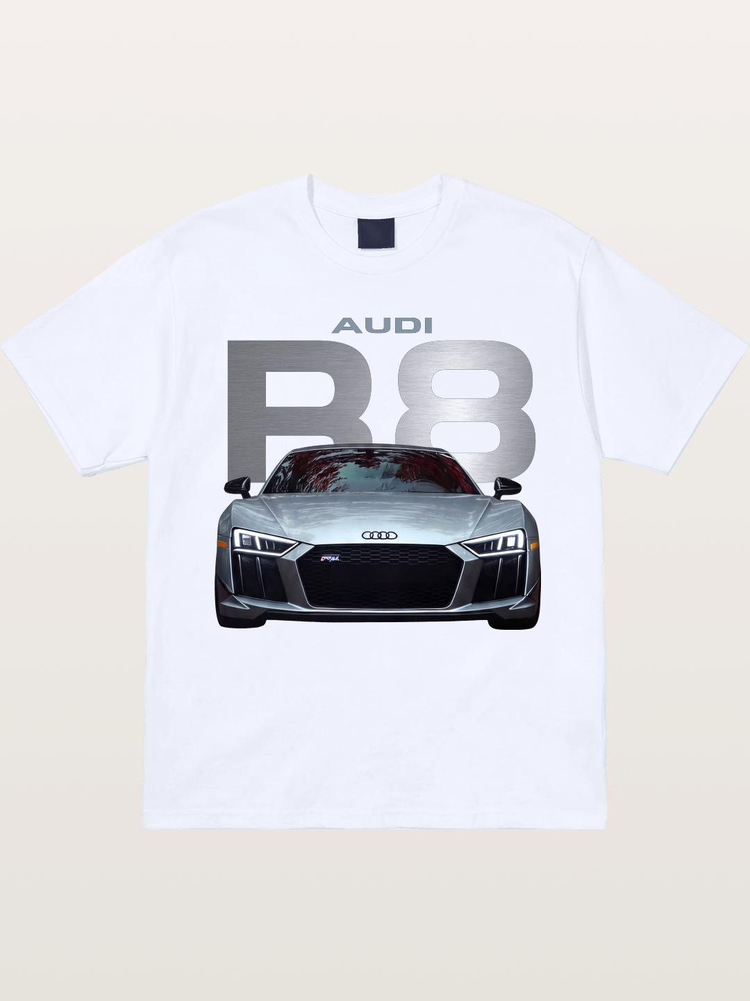 Audi R8 Silver Supercar Front Gildan T-shirt