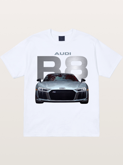 Audi R8 Silver Supercar Front Gildan T-shirt
