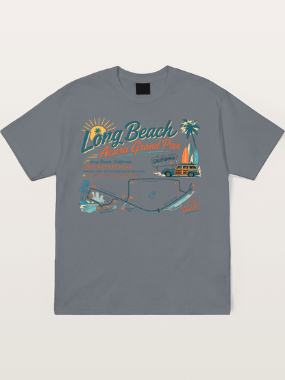 California Long Beach Race Poster Cotton T-shirt