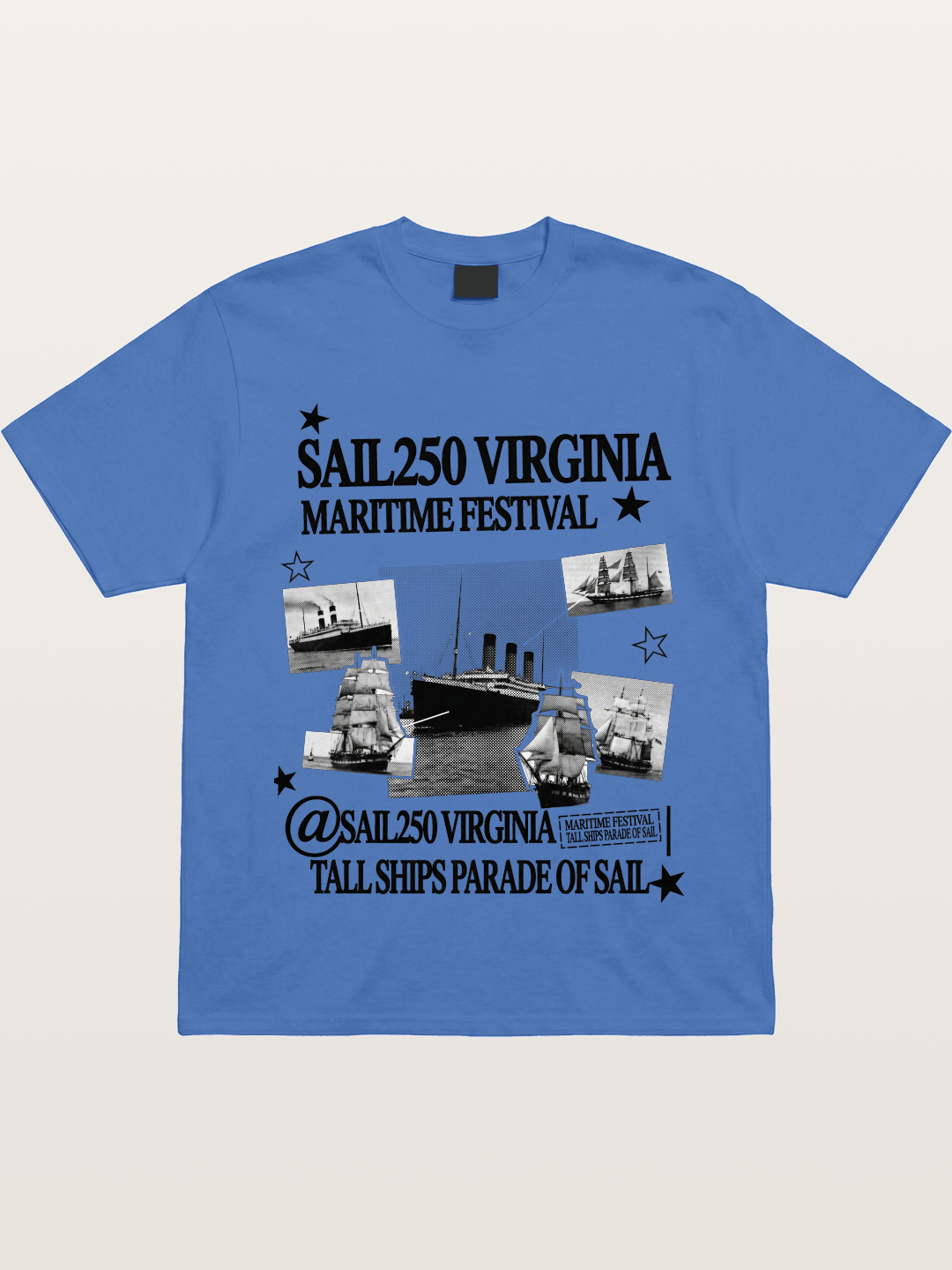 Collage Black White Sailboat Card Gildan T-shirt