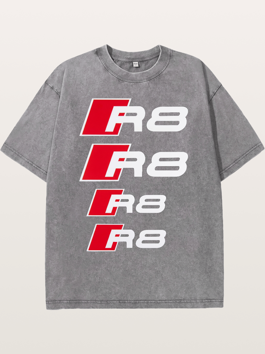 Audi R8 Red Repeated Text Washed T-shirt