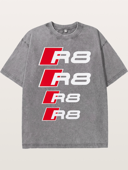 Audi R8 Red Repeated Text Washed T-shirt