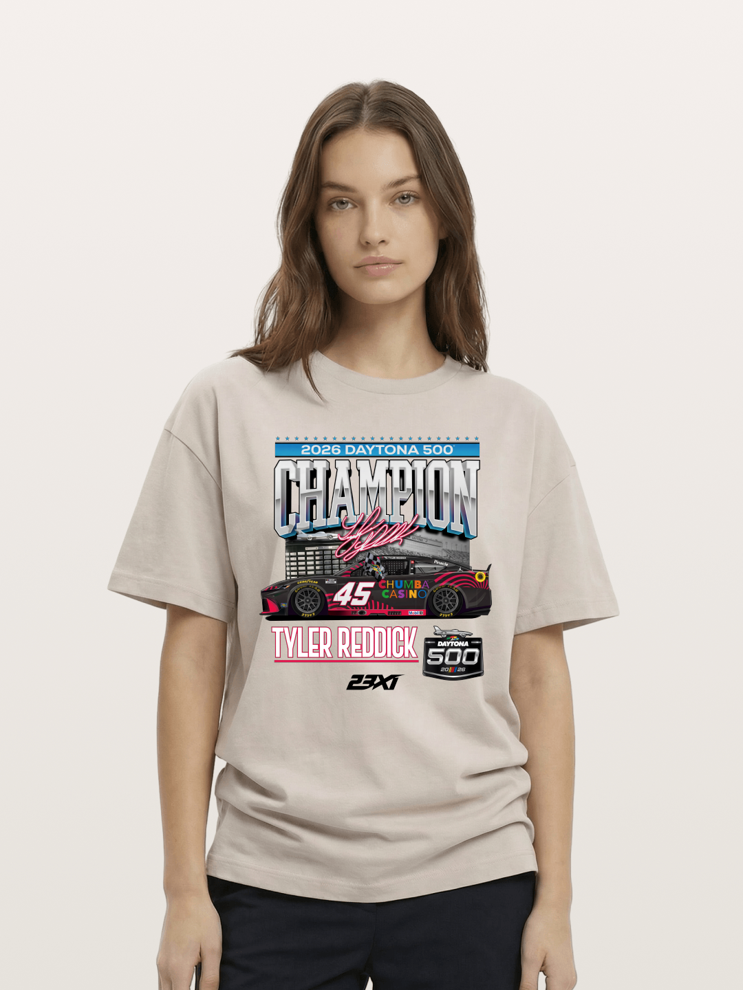 Tyler Reddick Daytona 500 Champion Print Cotton T-shirt