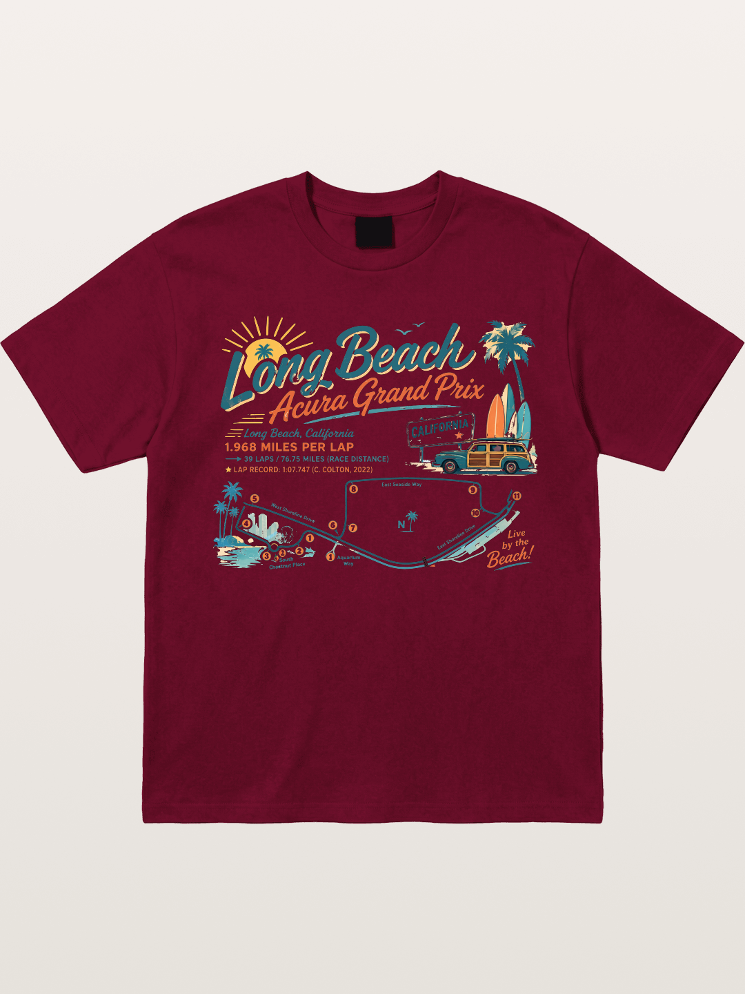 California Long Beach Race Poster Gildan T-shirt