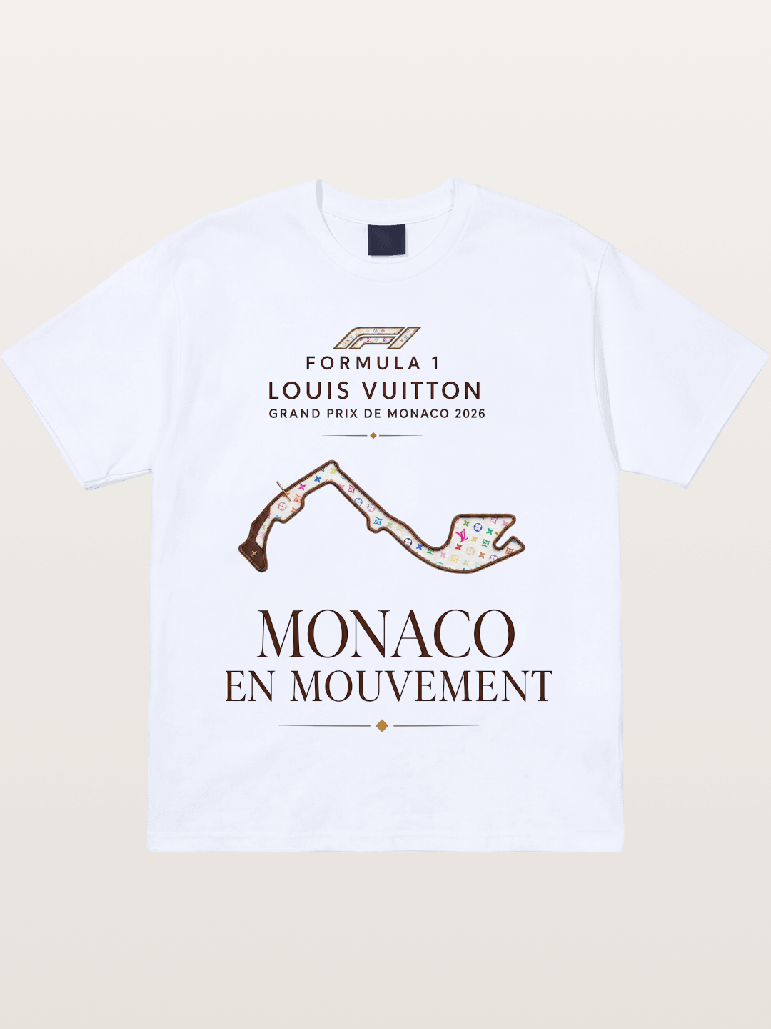 LV x F1 Monaco Track Art Gildan T-shirt